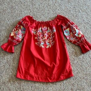 Free People Vibrant Red off the shoulder mini dress